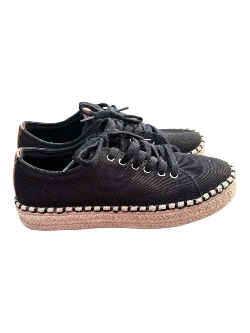 Tretorn Eve Platform Espadrille Lace Up Shoes Black 7.5